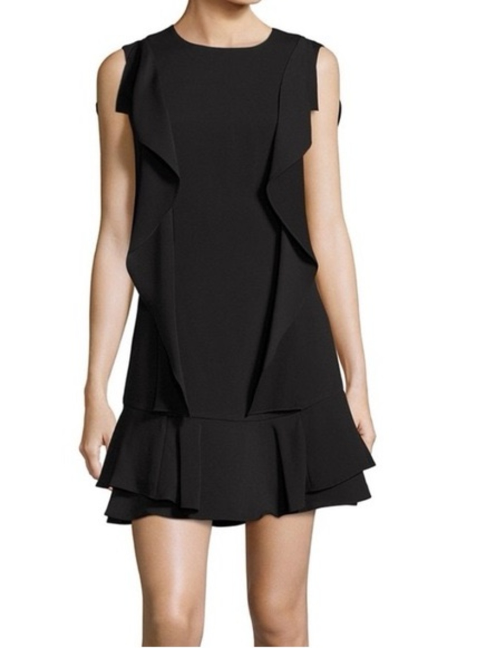 BCBGMAXAZRIA Anne Marie Black Ruffle Little Black Dress M